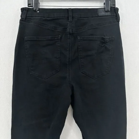 American Eagle Jeans 12 Long Curvy Hi Rise Jegging Next Level Black Distressed - Picture 5 of 12